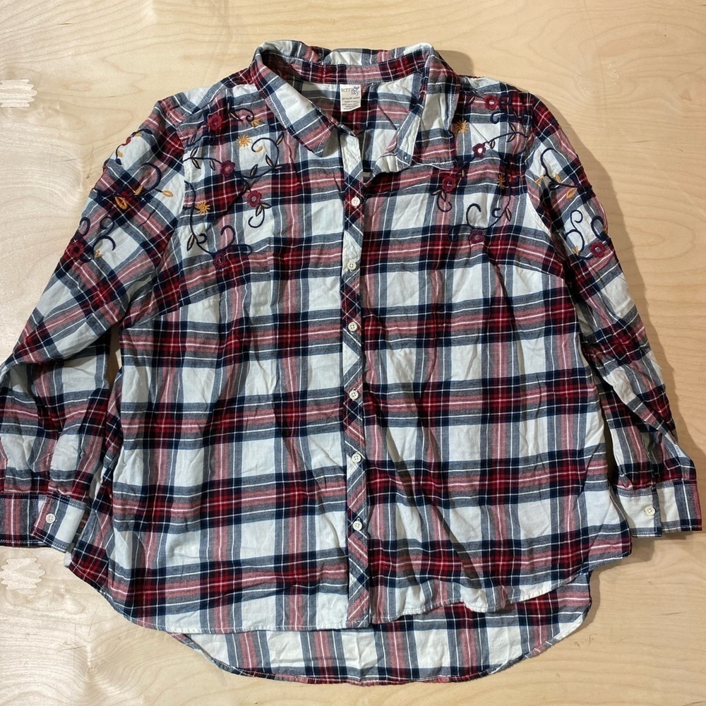 Terra& Sky Flannel Embroidered Shirt 3X (24W-26W) (HR)